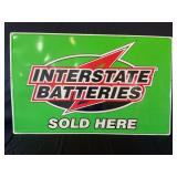 INTERSTATE BATTERIES EMBOSSED METAL SIGN - 48" X