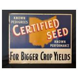 OHIO CERTIFIED SEED GREEN BACK WOOD FRAME METAL