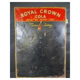 ROYAL CROWN COLA METAL EMBOSSED CHALK SIGN -