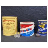 GOLDENMOON MARMALLOW, BAZOOKA & PLANTERS TINS AND
