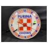 PURINA CHOWS GLASS FRONT LIGHT UP 15" CLOCK