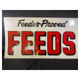 FEEDER-PROVED FEEDS BLACK BACK METAL SIGN - 48" X
