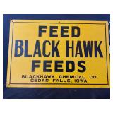 BLACK HAWK FEEDS METAL SIGN - 18" X 12"