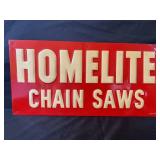 HOMELITE CHAIN SAWS GREEN BACK METAL EMBOSSED SIGN