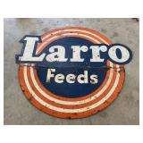 LARRO FEEDS 2 PIECE RED BACK METAL SIGN - 61" X
