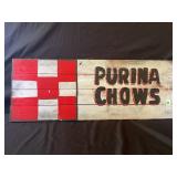 PURINA CHOWS WOOD HAND PAINTED SIGN - 40 1/2" X