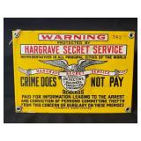 HARGRAVE SECRET SERVICE DETECTIVE PORCELAIN SIGN