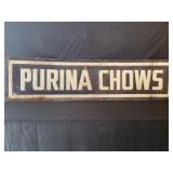 PURINA CHOWS GREEN BACK EMBOSSED METAL SIGN - 94"
