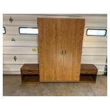 2 DOOR ARMOIRE AND PAIR OF NIGHTSTANDS