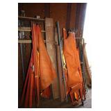 LARGE LOT OF ROAD WORK SIGNS AND STANDS