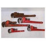 LOT OF 5 PIPE WRENCHES