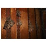 LARGE LOT OF CABLE PULLERS, METAL PULLEYS, HOOKS
