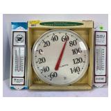 LOT OF ADVERTISING AND INDOOR/OUTDOOR THERMOMETERS