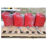 LOT OF 4 JERRY CANS WITH FUEL