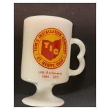 LOT OF 48 MILK GLASS MUGS WITH TCI LOGO