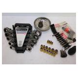 CHISELS, PUNCHES, WRATCHETING SPANNER SET AND