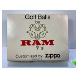 LOT OF 12 GOLF BALLS BY RAM CUSTOMIZED BY ZIPPO W/