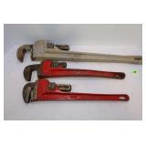 LOT OF 3 PIPE WRENCHES - 18" AND 24"
