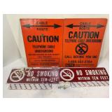 NO SMOKING AND NOTICE UNDERGROUND CABLE SIGNS