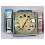LOT OF ADVERTISING AND INDOOR/OUTDOOR THERMOMETER