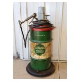 QUAKER STATE ROLL AROUND GREASE BARREL WITH PUMP