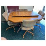 KITCHEN TABLE W/ 4 ROLL AROUND CHAIRS