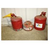 LOT OF TWO 5 GALLON FUEL SAFETY CANS & 3 GALLON