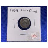 1854 SEATED HALF DIME