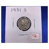 1931-S MERCURY DIME