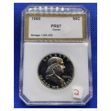 1960 FRANKLIN HALF DOLLAR PCI PR67CAMEO