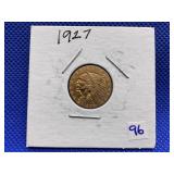 1927 INDIAN HEAD 2 1/2 DOLLAR GOLD COIN