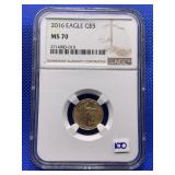 2016 AMERICAN EAGLE FIVE DOLLAR GOLD COIN NGC MS70