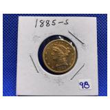 1885-S LIBERTY HEAD FIVE DOLLAR GOLD COIN