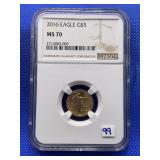 2016 AMERICAN EAGLE FIVE DOLLAR GOLD COIN NGC MS70