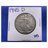 1945-D WALKING LIBERTY HALF DOLLAR