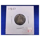 1851 SEATED DIME