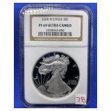 2008-W SILVER EAGLE NGC PF69UC (ULTRA CAMEO)