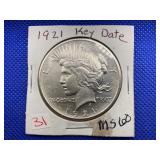 1921 PEACE DOLLAR MS60 KEY DATE