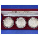 1880-82 S THREE COIN MORGAN SILVER DOLLAR SET -