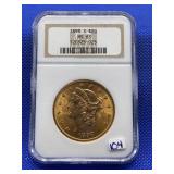 1898 LIBERTY HEAD TWENTY DOLLAR GOLD COIN NGC MS63