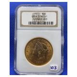 1873 LIBERTY HEAD TWENTY DOLLAR GOLD COIN OPEN 3
