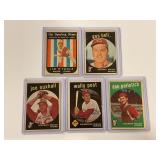 LOT OF 5 1959 TOPPS MLB CARDS - #136, 365, 389,