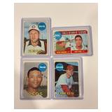 LOT OF 4 1969 TOPPS MLB CARDS - #234, 339, 448 &