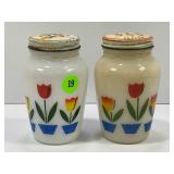 FIRE KING TULIP SALT AND PEPPER SHAKERS