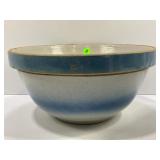 BLUE PRIMITIVE STONEWARE CROCK BOWL - 10"