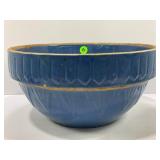BLUE PRIMITIVE STONEWARE CROCK BOWL - 10"