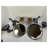 LOT OF 2 IDEAL ORNATE CAST IRON OIL LAMP HOLDERS