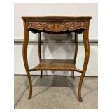 OAK PARLOR / BIBLE STAND W/ ORNATE TRIM -