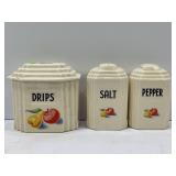 VINTAGE CERAMIC GREASE DRIPPINGS CONTAINER W/LID &
