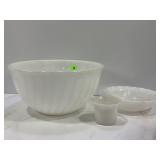 FIRE KING MILK GLASS 9" MIXING BOWL, TOUGHENED